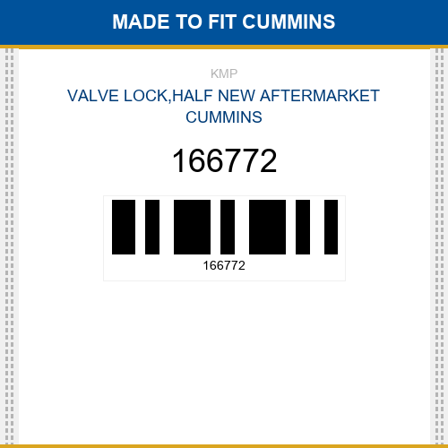 166772 Valve lock,half Made to fit for CUMMINS