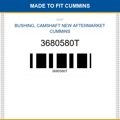 3680580T Bushing, camshaft Made to fit for CUMMINS