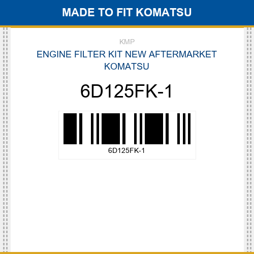 6D125FK-1 Engine filter kit Made to fit for KOMATSU