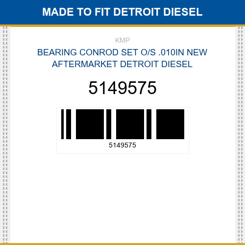 5149575 Bearing conrod set o/s .010in Made to fit for DETROIT DIESEL