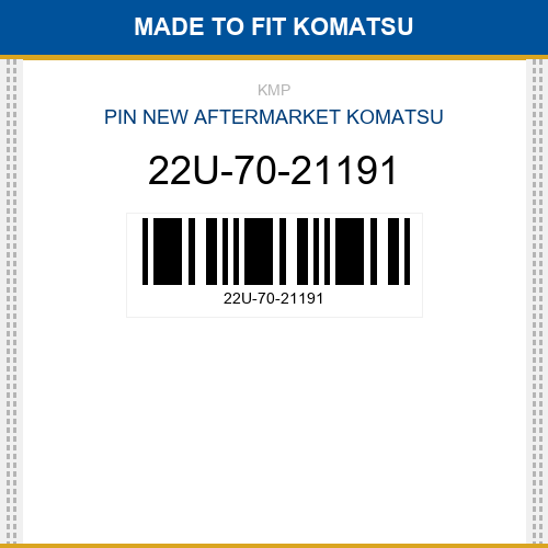 22U-70-21191 Pin Made to fit for KOMATSU