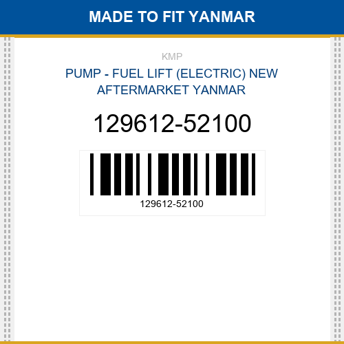 129612-52100 Pump - fuel lift (electric) Made to fit for YANMAR