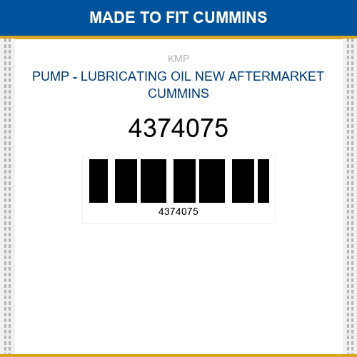 4374075 Pump - lubricating oil Made to fit for CUMMINS