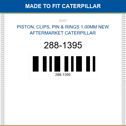 288-1395 Piston, clips, pin & rings 1.00mm Made to fit