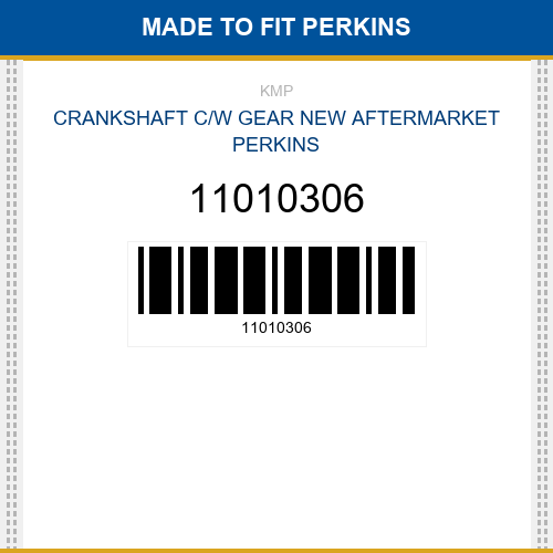 11010306 Crankshaft c/w gear Made to fit for PERKINS