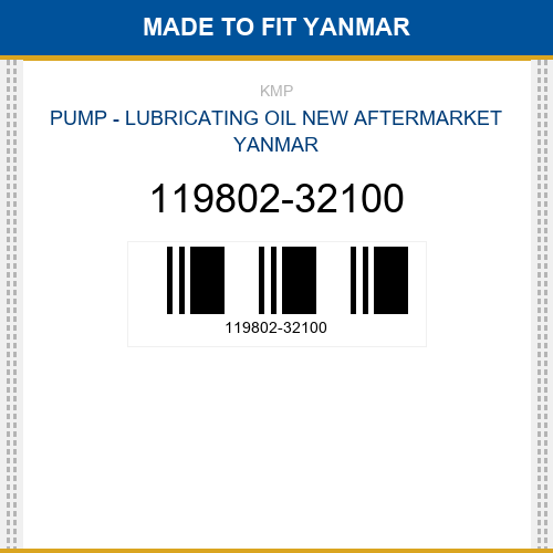 119802-32100 Pump - lubricating oil Made to fit for YANMAR