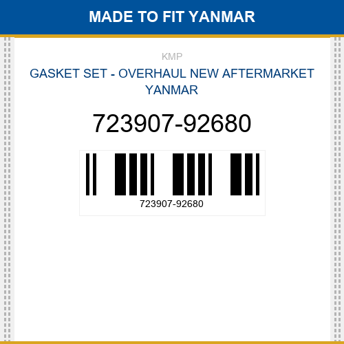 723907-92680 Gasket set - overhaul Made to fit for YANMAR
