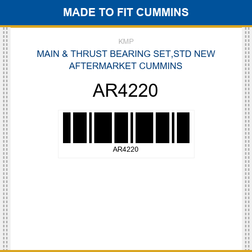 AR4220 Main & thrust bearing set,std Made to fit for CUMMINS