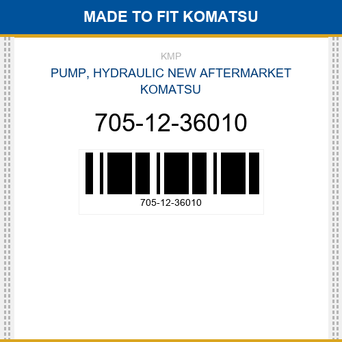 705-12-36010 Pump, hydraulic Made to fit for KOMATSU