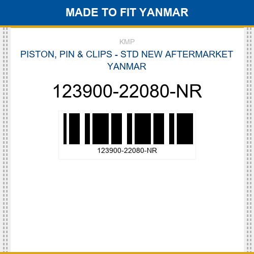 123900-22080-NR Piston, pin & clips - std Made to fit for YANMAR