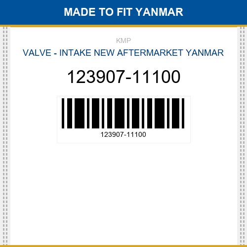 123907-11100 Valve - intake Made to fit for YANMAR