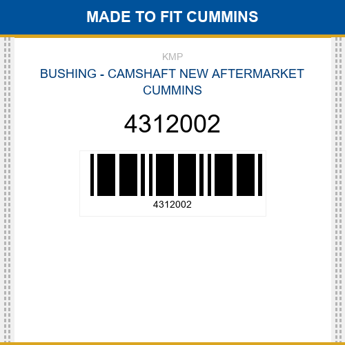 4312002 Bushing - camshaft Made to fit for CUMMINS