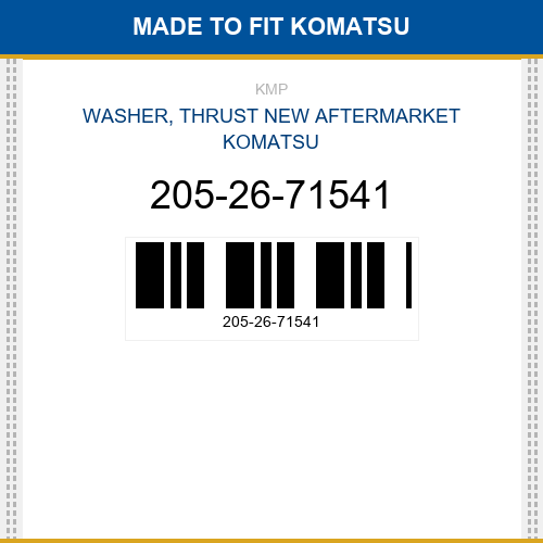 205-26-71541 Washer, thrust Made to fit for KOMATSU