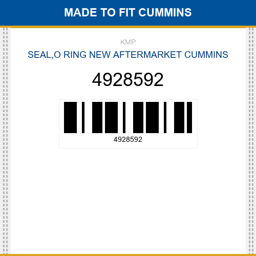 4928592 Seal,o ring Made to fit for CUMMINS