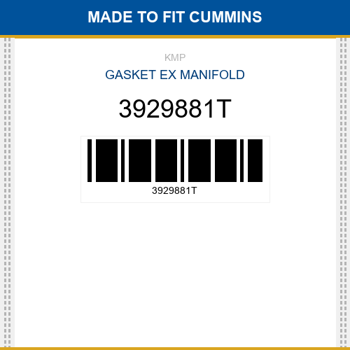 3929881T Gasket ex manifold Made to fit for CUMMINS