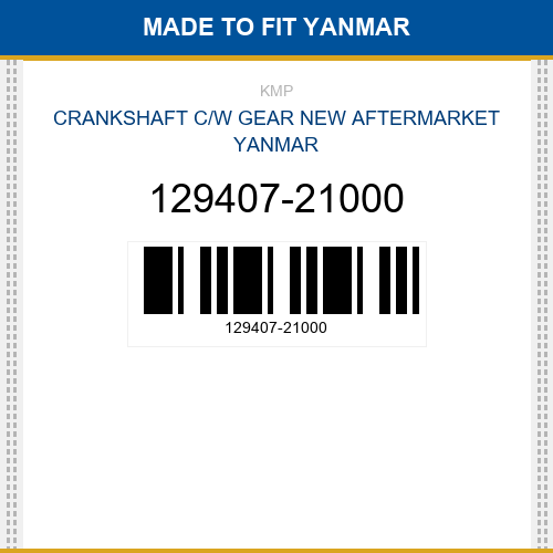 129407-21000 Crankshaft c/w gear Made to fit for YANMAR