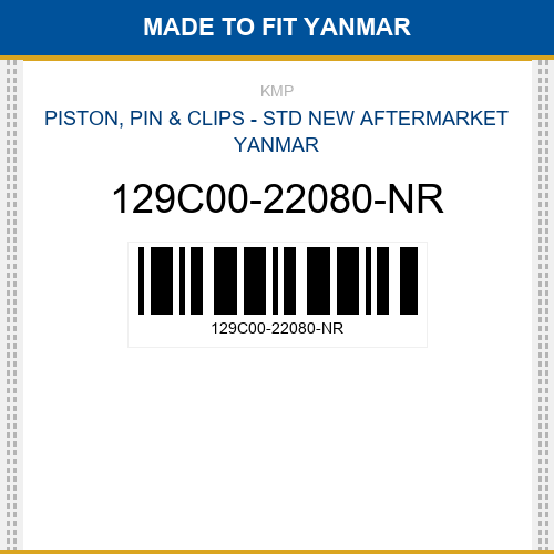 129C00-22080-NR Piston, pin & clips - std Made to fit for YANMAR