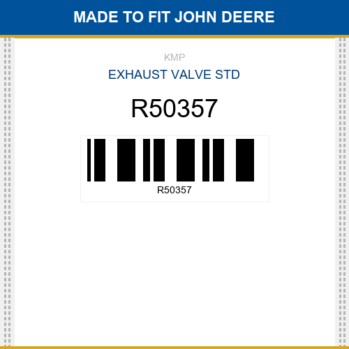 R50357 Exhaust valve std Made to fit for JOHN DEERE