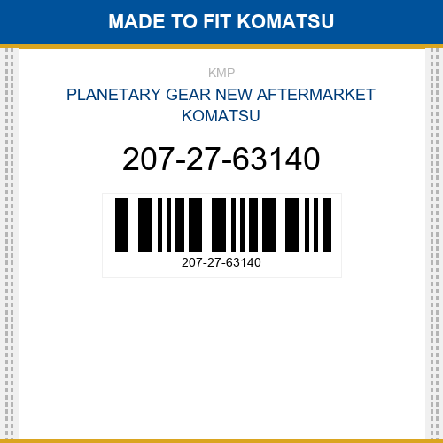 207-27-63140 Planetary gear Made to fit for KOMATSU