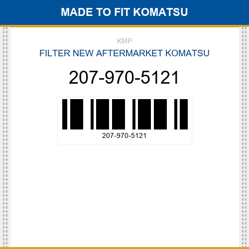 207-970-5121 Filter Made to fit for KOMATSU
