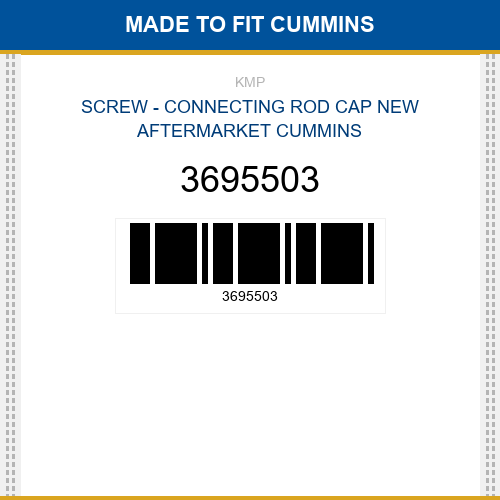 3695503 Screw - connecting rod cap Made to fit for CUMMINS