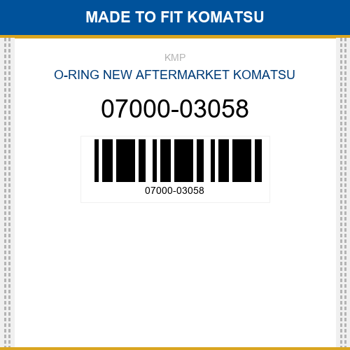 07000-03058 O-ring Made to fit for KOMATSU