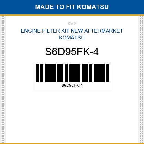 S6D95FK-4 Engine filter kit Made to fit for KOMATSU