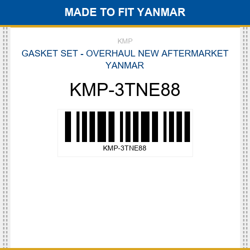 KMP-3TNE88 Gasket set - overhaul Made to fit for YANMAR