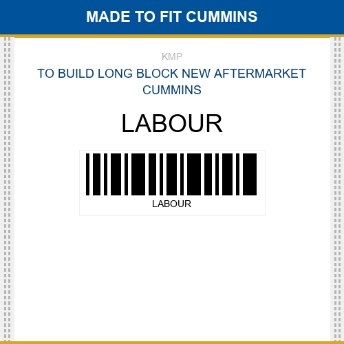 LABOUR To build long block Made to fit for CUMMINS