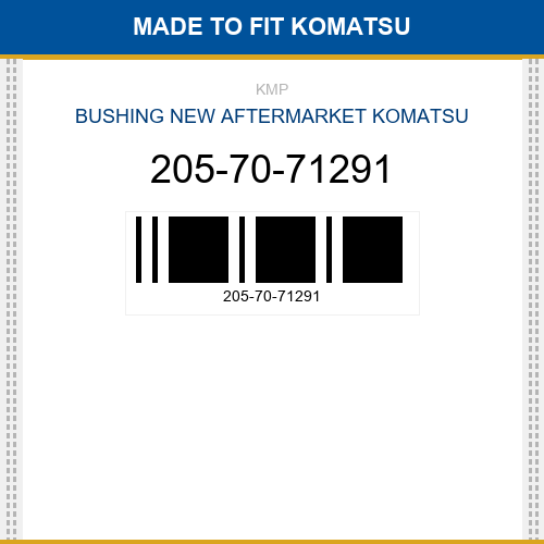 205-70-71291 Bushing Made to fit for KOMATSU
