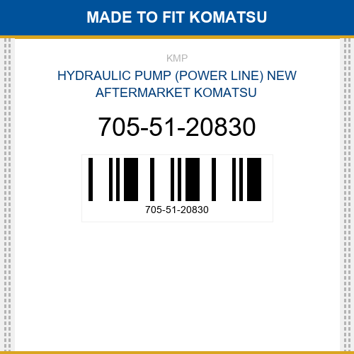 705-51-20830 Hydraulic pump (power line) Made to fit for KOMATSU