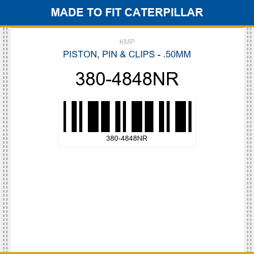 380-4848NR Piston, pin & clips - .50mm Made to fit