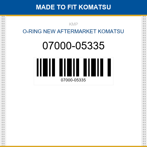 07000-05335 O-ring Made to fit for KOMATSU