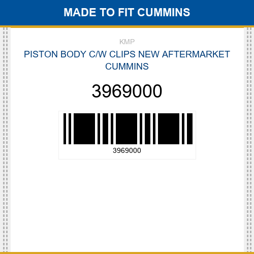 3969000 Piston body c/w clips Made to fit for CUMMINS