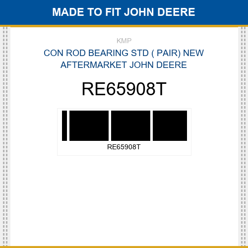 RE65908T Con rod bearing std ( pair) Made to fit for JOHN DEERE