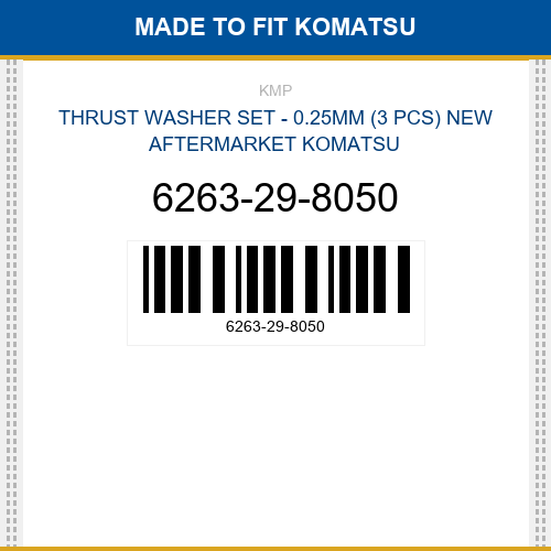 6263-29-8050 Thrust washer set - 0.25mm (3 pcs) Made to fit for KOMATSU