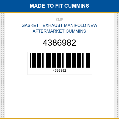 4386982 Gasket - exhaust manifold Made to fit for CUMMINS