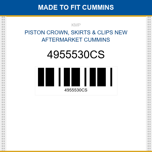 4955530CS Piston crown, skirts & clips Made to fit for CUMMINS