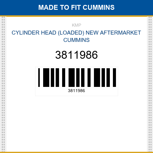 3811986 Cylinder head (loaded) Made to fit for CUMMINS