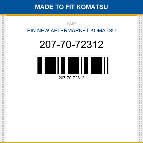 207-70-72312 Pin Made to fit for KOMATSU