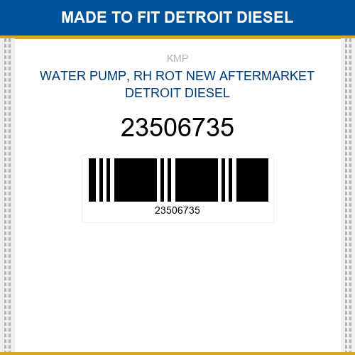 23506735 Water pump, rh rot Made to fit for DETROIT DIESEL