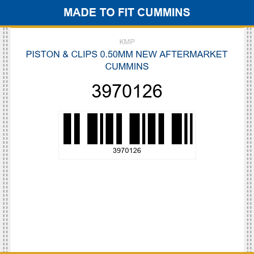 3970126 Piston & clips 0.50mm Made to fit for CUMMINS