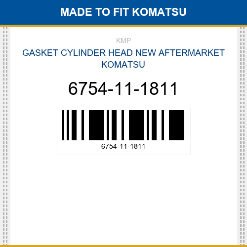 6754-11-1811 Gasket cylinder head Made to fit for KOMATSU