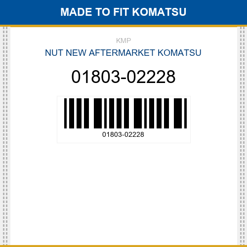 01803-02228 Nut Made to fit for KOMATSU