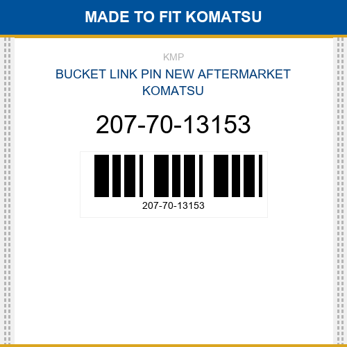 207-70-13153 Bucket link pin Made to fit for KOMATSU