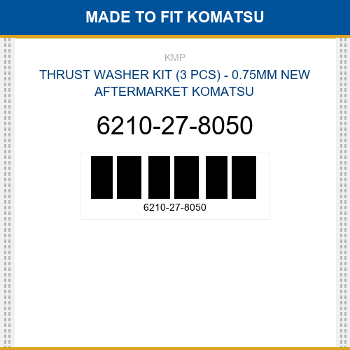 6210-27-8050 Thrust washer kit (3 pcs) - 0.75mm Made to fit for KOMATSU