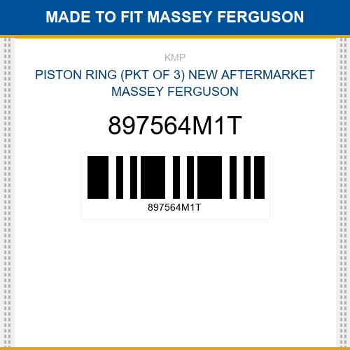 897564M1T Piston ring (pkt of 3) Made to fit for MASSEY FERGUSON