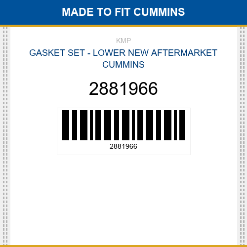 2881966 Gasket set - lower Made to fit for CUMMINS