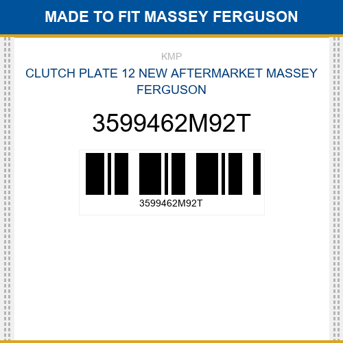 3599462M92T Clutch plate 12 Made to fit for MASSEY FERGUSON