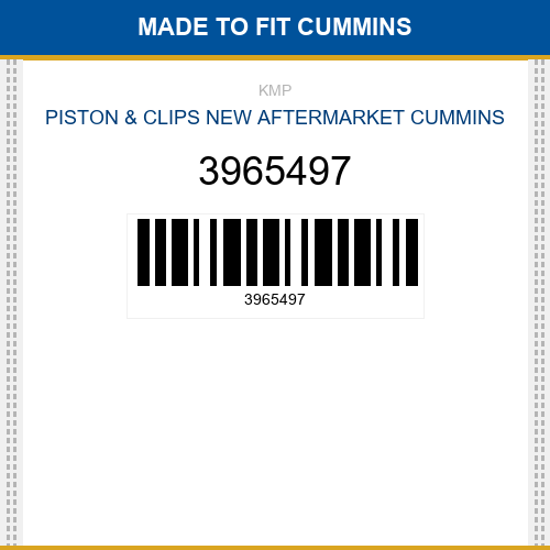 3965497 Piston & clips Made to fit for CUMMINS